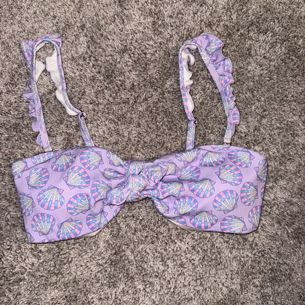 Pink Lily Purple Seashell Bikini Top